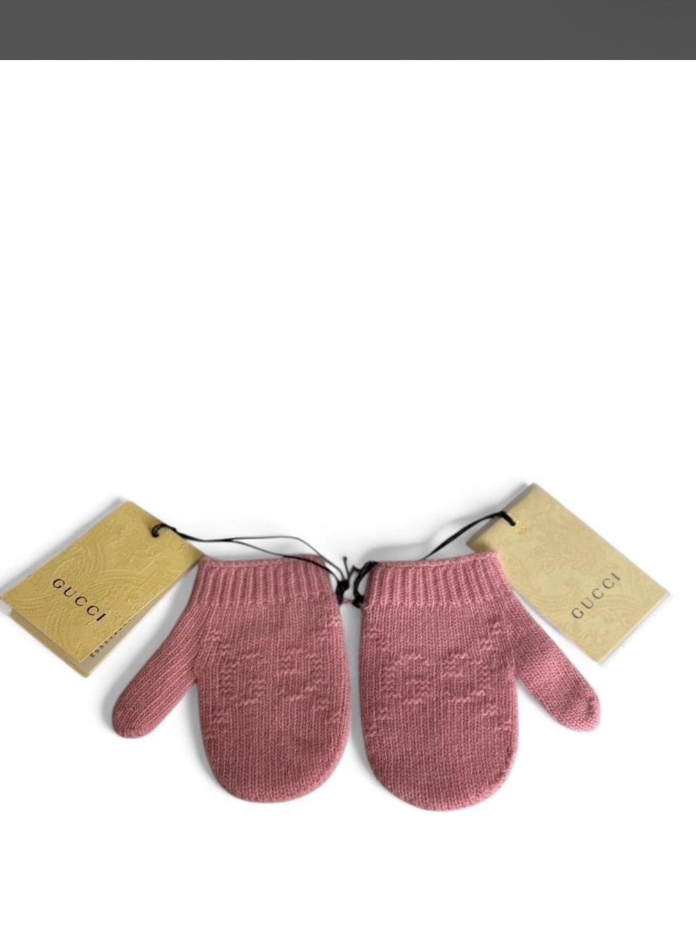 Gucci Kids Pink Knit Mittens with COA